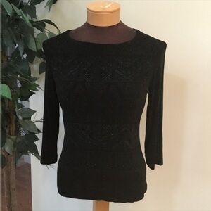 Softwear by Mark Singer Womans small black with turquoise sparkle